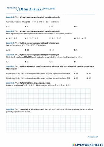 Powtórzenie - egzamin 8