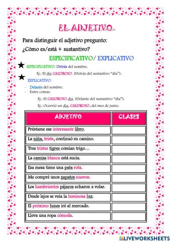 Clases de adjetivos