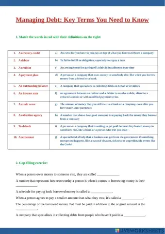 Managing debt - lower levels