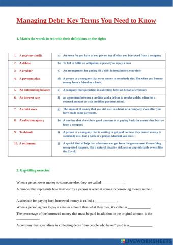 Managing debt - lower levels