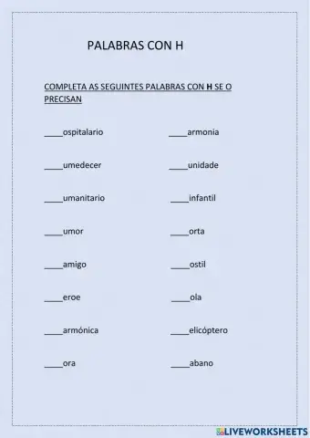 Palabras con h