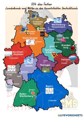 004 das Futur mit Wetter in den Hauptstädten