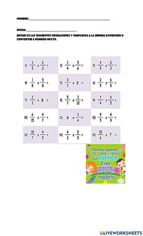 Multiplicación de fracciones