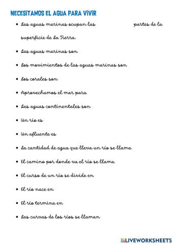 Necesitamos el agua para vivir