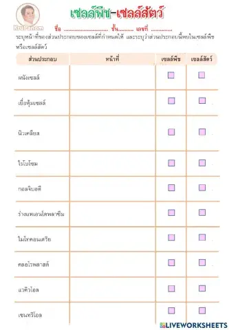 เซลล์พืช เซลล์สัตว์