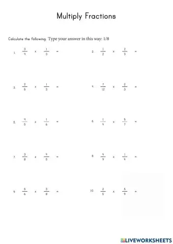 Multiplying Fractions