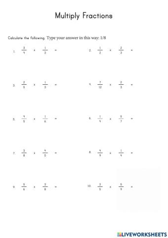 Multiplying Fractions