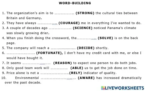 Word-building 1 F11 ЦТ