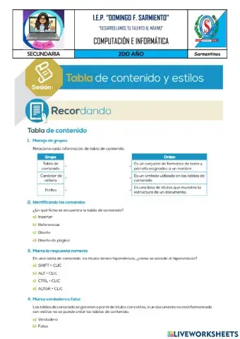 Tablas de contenido