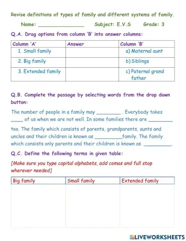 Types of families and family systems