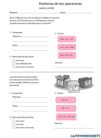 Problemas de dos operaciones