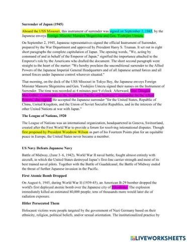 World War II Facts and Questions