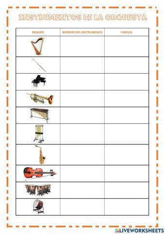 Instrumentos de la orquesta