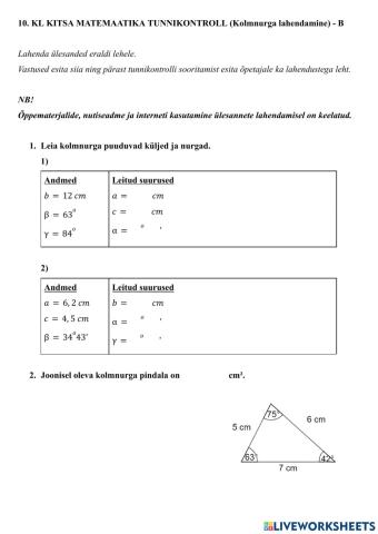TK Kolmnurga lahendamine