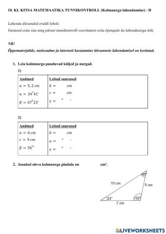 Kolmnurga lahendamine