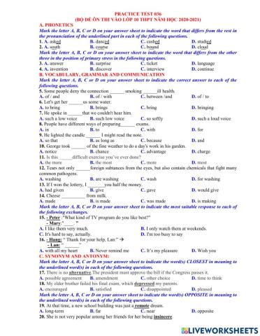 Ôn thi và10 - đề 36 40tn