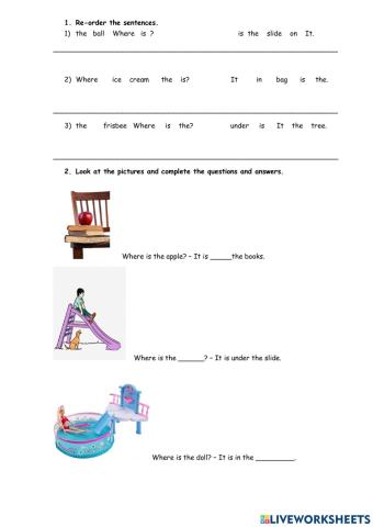 English prepositions of place