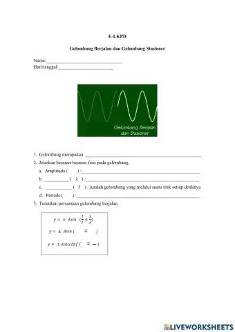 E-LKPD Gelombang Berjalan dan Gelombang Stasioner