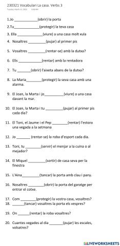 Els verbs de la casa