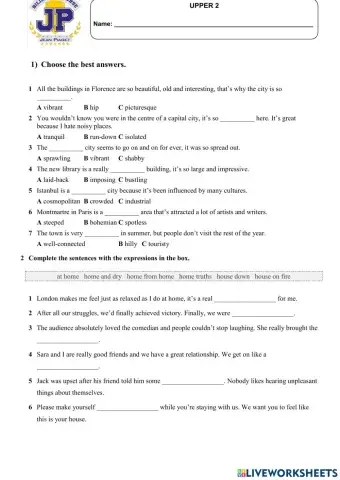 Upper 2 - Cities Vocabulary + Home-House Idioms