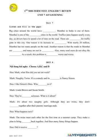 Ta7 2nd mid-term review- listening  2k10