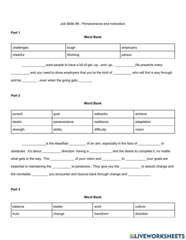 Job Skills -9 Perseverance and Motivation