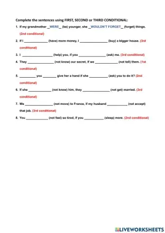 First, Second and Third Conditionals
