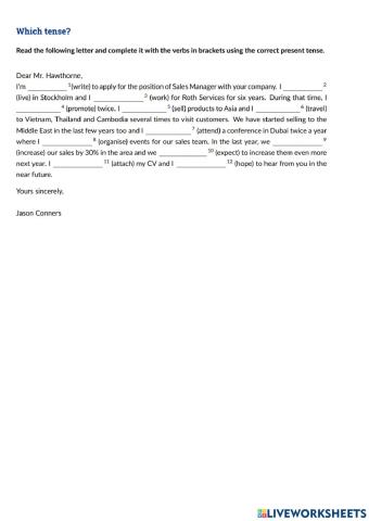 Present tense practice