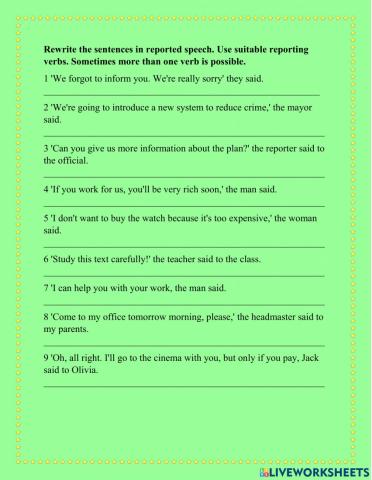 Reported Speech - Reporting verbs.