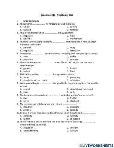 TRS6 - Economics (1) - Vocab test