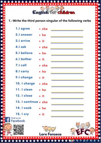 Present simple verbs in the third person singular efc lore fonseca