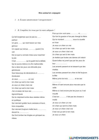 Mon animal de compagnie