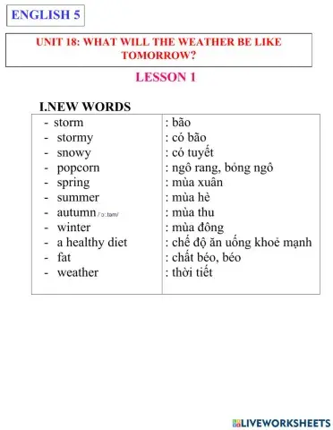 English 5- unit 18- lesson 1