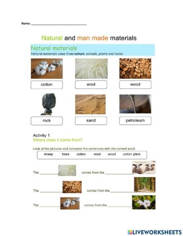 Natural and Manmade Materials