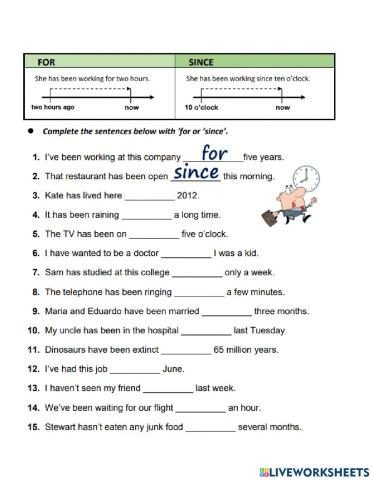 Present Perfect: for and since
