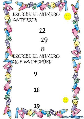 Números anteriores posteriores