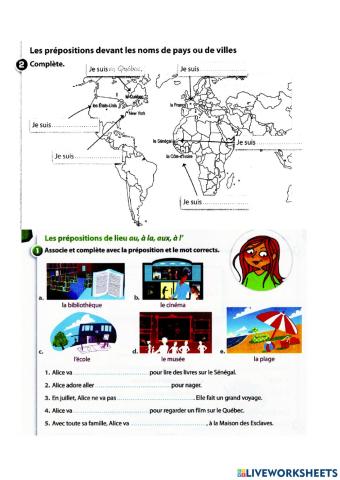 Les prépositions de lieu au, à la, aux, à l’