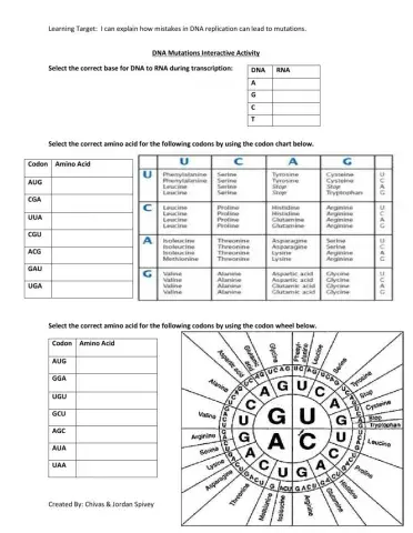 Genetic Mutations Interactive Activity