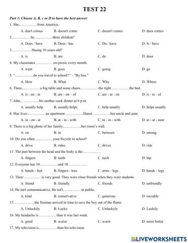 Lop 5- practice test 22