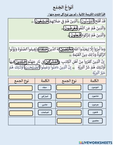 أنواع الجمع