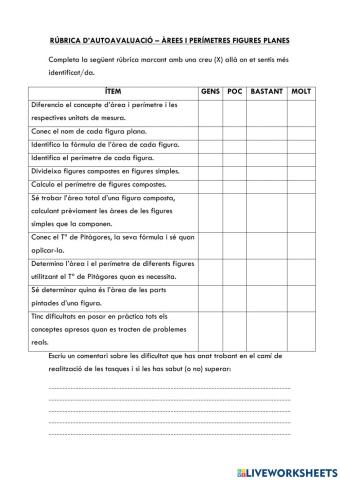 Rúbrica autoavaluació figures planes