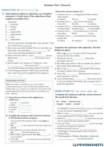 Personality adjectives