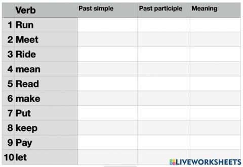 Irregular verbs test 7