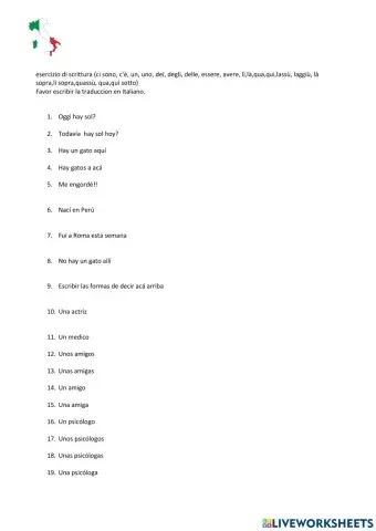 Articoli indeterminativi uso di là, lì, qua, qui, ci sono, c'è