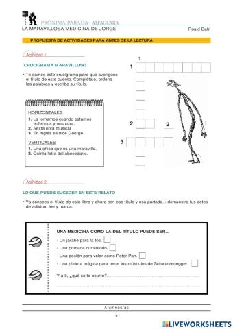 La Maravillosa Medicina de Jorge: Comprensión Lectora