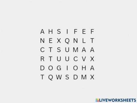 Wordsearch of animals