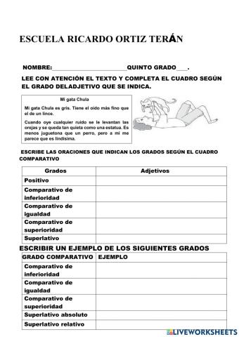 Grado comparativo del adjetivo