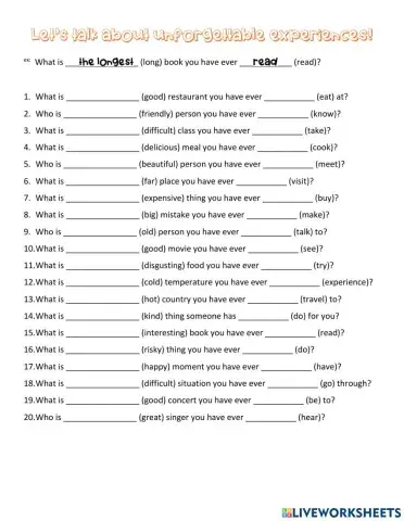 Superlatives + present perfect