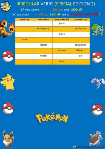 Irregular verbs test special edition 2