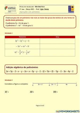 Operações com polinómios